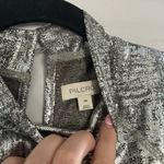 Anthropologie  Pilcro Cap-Sleeve Mock-Neck Silver Metallic Top XS Photo 4