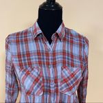 BCBGeneration 🛍️  Grey Red Plaid Woven Long Sleeve Button Down Shirt Top Size S Photo 4