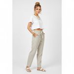 Beach Lunch Lounge Linen Blend Giavanna Sailing Tan & White Pants XS Photo 10