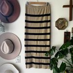 Boutique GILLI 2 piece‎ knit striped Sweater Skirt Set Women’s SIZE MEDIUM Tan Photo 5
