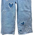 Social Tourist Ultra High Rise Baggy Jeans Hearts Women Sz 7R W 28 Wide Leg Boho Blue Photo 1