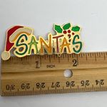 Vintage Santa's Hat Holly Christmas Pin Brooch Gold Tone Holiday Festive Photo 2