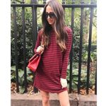 Current/Elliott Beatnik Long Sleeve Striped Mini Dress in Cabernet Size 0 NWT Photo 1
