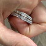 Sterling Silver 925 25mm Baguette CZ Hoop Earrings Photo 8