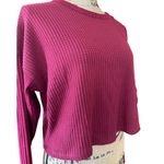 Wild Fable  Shirt Womens Medium Berry Red Long Sleeve Waffle Ribbed Cropped Shirt Photo 2