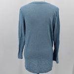 Loft  Striped Tie Front Button Up Top Blue White Long Sleeve Cotton Blend Large Photo 4