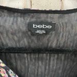 Bebe Women Animal Print Bodysuit Size XS Long Sleeve Mesh Thong Snaps Photo 1