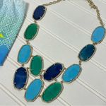 Kendra Scott Rare Drea Necklace Gold Chain Turquoise Blue & Green Stone Agate Photo 8