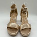 CL by Laundry  Sandals Womens 8.5 Gold Go On 2 Chunky Block Heels Sandal NEW Photo 3