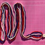 Tahari Elegant blue red white Beaded Necklace multi freestyle lightweight 90” Photo 0