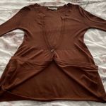 On Sunset Los Angeles Silk Blend Brown Balloon Sleeve Cardigan, size M Photo 8