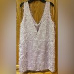 Topshop Lilac Metallic Fuzzy Fringe Deep Plunging V-Back Mini Slip Dress Size 6 Photo 9