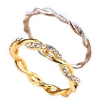 Boutique NEW 14k Gold Plated‎ S925 Simulated Diamond Twist Eternity Band Ring, Size 4 Photo 3