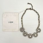 J.Crew  Gold Brass Tone Crystal Medallion Fashion Statement Necklace Photo 1