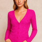 Dolled Up by Fang Hot Pink Glitter Cardigan Y2K Fitted Sweater Top Size M Size M Photo 0
