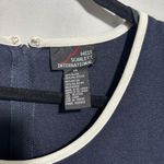 Vintage 80s Navy Blue Maxi Dress Sailor White‎ Trim Sz 14 Nautical Preppy Retro Photo 2