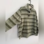 Avalanche  Outdoor Supply Sweater Size XL Green Striped Quarter Button Teddy Coat Photo 3