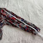 Floral Print Blouse Top Womens Size 3X Red Blue Tie Neck Flounce Sleeve Boho Photo 8