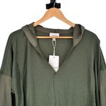 Heyson Olive Waffle Knit Long Sleeve Hoodie Sweater Top size 1X NWT Lightweight Green Photo 1