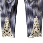 Versona CONTEMPORARY Striped Pull On Capri Pants Size 12 Blue Coastal Nautical Photo 2