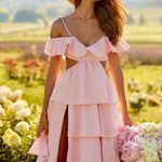 Alamour The Label Ruffle Maxi Dress Pink Size L Photo 0