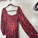 Free People NEW  Jaymes Midi Dress Burgundy Floral SM Milkmaid Cottagecore Boho Photo 6