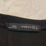 ZARA  ZC Woman- Black Ribbed Attached Belt High Neckline Mini Dress- Size L Photo 2