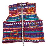 Colorful rainbow Knit button up Vest with Geometric Patterns Purple Size M Photo 2