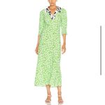 RIXO London Mia Dress Green Retro Micro Floral Swirl Size 2 Shirt Dress Photo 10