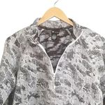 Spyder  Half Zip Mock Neck Pullover Silver Gray Print Thumbholes Size Medium Photo 3