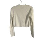 BP . Size Medium White Lettuce Edge Rib‎ Knit Cropped Soft Henley Sweater Photo 3