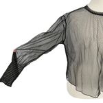 ZARA  Sheer Black Polka Dot Long Sleeve Blouse Size Medium Photo 5