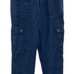 C&C California  blue linen cargo straight leg pants Medium #716 Photo 0