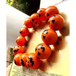Jack O Lantern Halloween Stretch Bracelet New Wooden Beads Orange Festiv… Photo 9