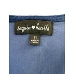 Sequin Hearts  Navy Corduroy Zip Front Sleeveless Dress Size 11 Stretch Photo 4