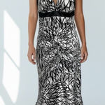 Morgan & Co Black White Halter Mermaid Gown Criss Cross Back Special Occassion S Photo 0