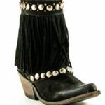 Liberty Black Western Fringe Studded Leather Boots size 7.5 Photo 1