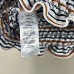 Loft  Striped White and Brown Smocked Drape 3/4 Sleeve Cottagecore Blouse Photo 5