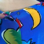 Vintage Rickie Freeman Dress Blue Black Pop Art Star Print Pleated Silk Midi Size 12 Photo 6