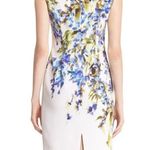 St. John Budding White and Purple Floral Print Stretch Sheath Silk Dress Size 8 Photo 2