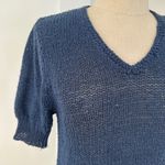 Vintage Casual Corner Blue Knit V Neck Short Sleeve Top Pullover XS/S Photo 1