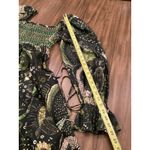 Farm Rio RARE  Green Borogodo Dress Long Tropical Smocking Beaded Tassel Size XS Photo 4