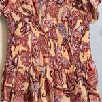ALC Frank A.L.C. Luna Smocked Printed Orange/Red Mini Dress Size 10 Photo 4