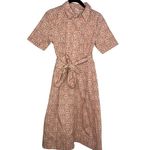 Boden Lunette Dress Size 4 Button Down Tie Sash Pockets Glasses Whimsical Pink Photo 1