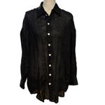 Vitamin A  Size S Playa Linen Boyfriend Shirt Coverup Black EcoLinen Linen Photo 2