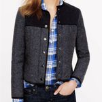 J.Crew EUC Navy Chevron Tweed Side Snap Topper Jacket Medium Photo 0