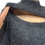 Sweet & Sinful Black Eyelash Knit Keyhole Front Mock Neck Sweater Womens Large Photo 4