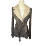 Vintage Penny Lane Leather Coat Y2K Brown M Belted Size M Photo 4