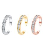 Boutique NEW White Gold Filled Adjustable Pinky Midi Simulated‎ Diamond Toe Ring Photo 9