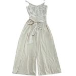 Obando Jumpsuit Womens 12 Cream Satin Wide Leg Tie Waist Formal Party Flowy Photo 2